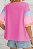 Colorblock Crew Neck SHort Sleeves Top 