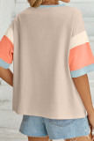 Colorblock Crew Neck SHort Sleeves Top 