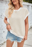 Stripes Knitting Short Sleeves Top 