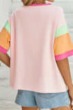 Colorblock Crew Neck SHort Sleeves Top 