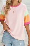 Colorblock Crew Neck SHort Sleeves Top 