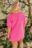 Coral Plus Size Solid Color Drop Shoulder Side Split T Shirt
