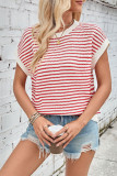 Stripes Knitting Short Sleeves Top 