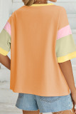 Colorblock Crew Neck SHort Sleeves Top 