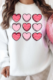 White Heart Graphic Crewneck Valentines Pullover Sweatshirt