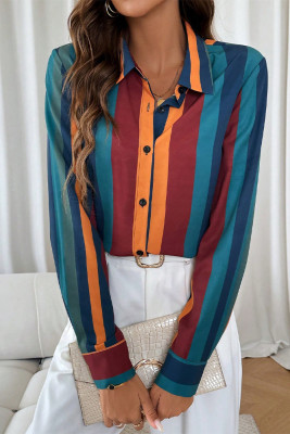 Colorblock Stripes Button Up Shirt 