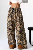 High Waist Leopard Wide Leg Pants 