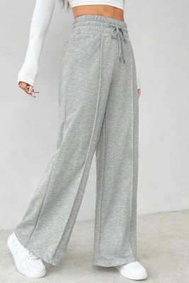 Grey High Waist Wide Leg Straight Pants 