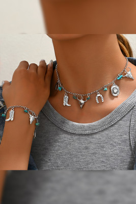 Western Cowgirl Necklace and Bracelet Set 