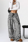 High Waist Leopard Wide Leg Pants 