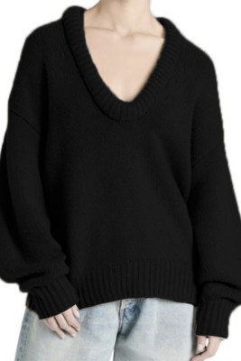 Solid Color V Neck Knitting Sweater 