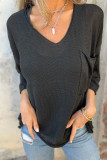 V Neck Pocket Knitting Top 