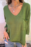 V Neck Pocket Knitting Top 