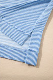 Sky Blue Corded Lantern Sleeve Top High Waist Ruffled Mini Skirt Set