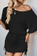 Drop Shoulder Smocked Plain Dress 