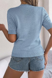Short Sleeves Eyelet Knitting Top 