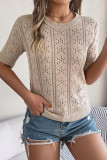 Short Sleeves Eyelet Knitting Top 