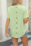 Plain Short Sleeves Back Button Top 