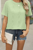 Plain Short Sleeves Back Button Top 