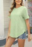 Plain Short Sleeves Back Button Top 