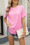 Plain Short Sleeves Back Button Top 