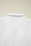 White Textured Half Zip Tank Top Drawstring Shorts Set