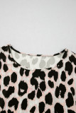 Khaki Leopard Print Layered Ruffled Short Sleeve Blouse