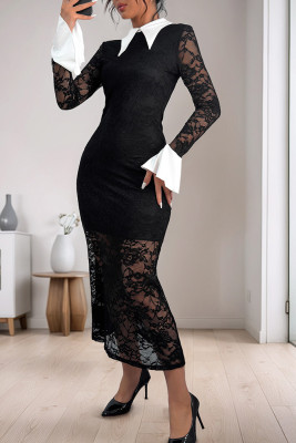 Black Lace Long Dress 