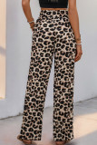 High Waist Leopard Wide Leg Pants 