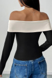 Off SHoulder Colorblock Long Sleeves Top 