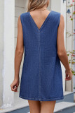 V Neck Sleeveless Denim Dress 