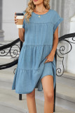 Blue Denim Tiered Dress 
