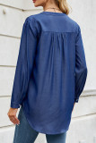 Plain V Neck Long Sleeves Pocket Top 