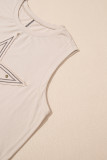 Parchment Studded Star Lace Patchwork Hem Plus Size Tank Top