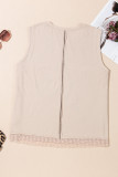 Parchment Studded Star Lace Patchwork Hem Plus Size Tank Top