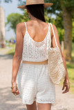 White Lace Spaghetti Strap V Neck Loose Fit Romper