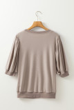 Goat Half Lantern Sleeve Solid Colour Pullover Top