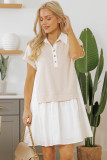 Jet Stream Shirt Collar Buttoned Patchwork Short Sleeve Mini Dress
