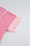 Peach Blossom Half Sleeve Raw Seam High Low Side Split Top