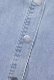 Dusk Blue Denim Pinup Folded Cap Sleeve Shirt
