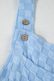 Beau Blue Checkered Pocketed High Waist Wide Leg Overall