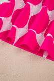 Rose Bubblegum Pattern Frilled Collar Flutter Sleeve Top