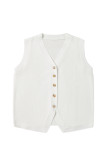 White V Neck Buttoned Sweater Vest