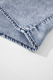 Ashleigh Blue Ruffled Shirred Neckline Sleeveless Denim Tank Top