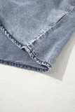 Ashleigh Blue Ruffled Shirred Neckline Sleeveless Denim Tank Top