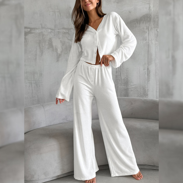 White 2PCS Pajamas Set 