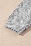 Light Grey 3 Pieces Rib Crop Camisole Matching Shorts Lounge Set with Cardigan