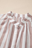 Khaki Stripe Casual Button Down Sleeveless Shirt