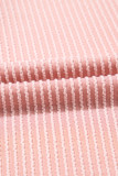 Blossom Corded Knit Crew Neck Puff Sleeve Shift Mini Dress