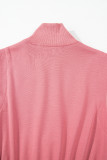 Mineral Red French Terry Zipped Collar Sleeveless Drawstring Waist Mini Dress